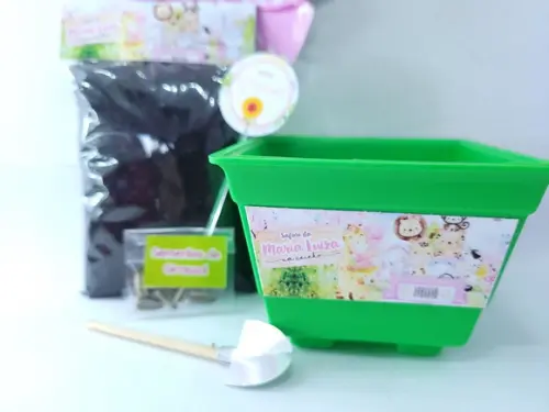 Kit Plantio Safari Rosa Aquarela Menina Jardim Lembrancinha