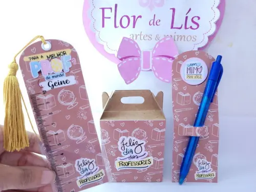 Kit Professores Caixa Régua e Marca Página Personalizado