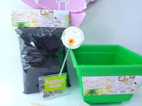 Kit Plantio Safari Rosa Aquarela Menina Jardim Lembrancinha