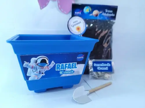 Kit Vamos Plantar Astronauta Nasa Personalizado Jardinagem