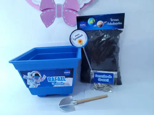 Kit Vamos Plantar Astronauta Nasa Personalizado Jardinagem