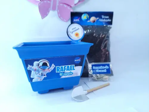 Kit Vamos Plantar Astronauta Nasa Personalizado Jardinagem
