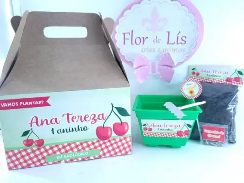 Kit Vamos Plantar Lembrancinha com Maleta Festa Cerejinha