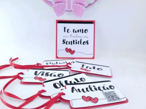 Kit Tags 5 Sentidos Surpresa Dia dos Namorados Romântico