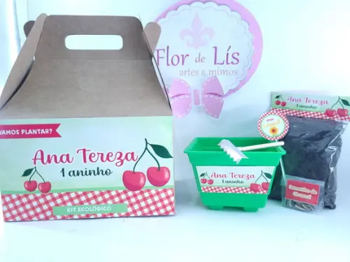 Kit Vamos Plantar Lembrancinha com Maleta Festa Cerejinha