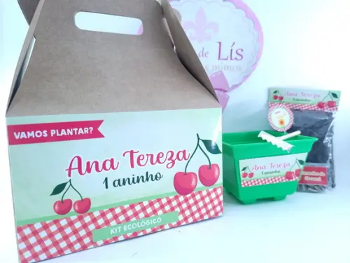 Kit Vamos Plantar Lembrancinha com Maleta Festa Cerejinha