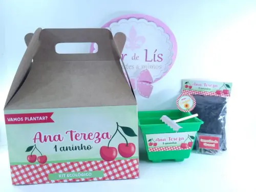 Kit Vamos Plantar Lembrancinha com Maleta Festa Cerejinha
