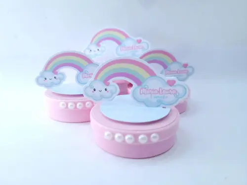 Latinha 3d Chuva de Amor Luxo Nuvem e Arco Íris