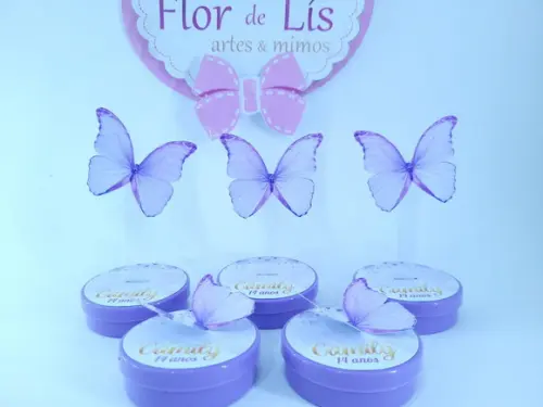 Latinha 3d Borboletas Voando Jardim Encantado Lilás