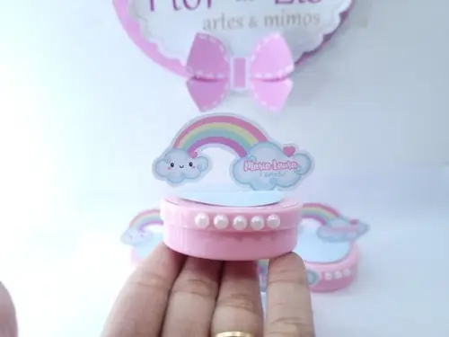 Latinha 3d Chuva de Amor Luxo Nuvem e Arco Íris