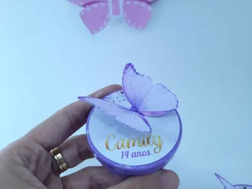 Latinha Personalizada Borboleta Lilás Jardim Encantado