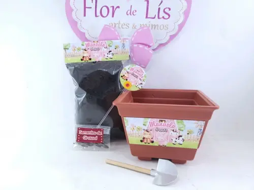 Lembrancinha Fazendinha Rosa Kit Jardim para Plantar
