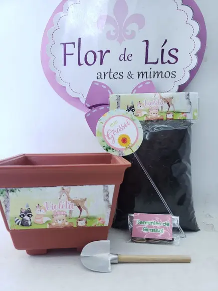 Lembrancinha Kit Bosque Encantado Menina Plantar com Vasor