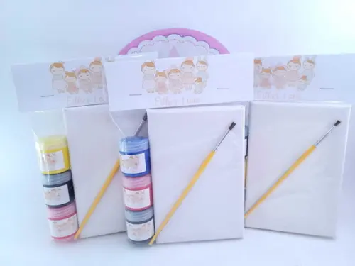 Lembrancinha Kit Pintura Bonecas Festa Menina Tela e Pincel