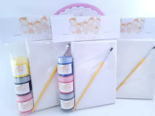 Lembrancinha Kit Pintura Bonecas Festa Menina Tela e Pincel