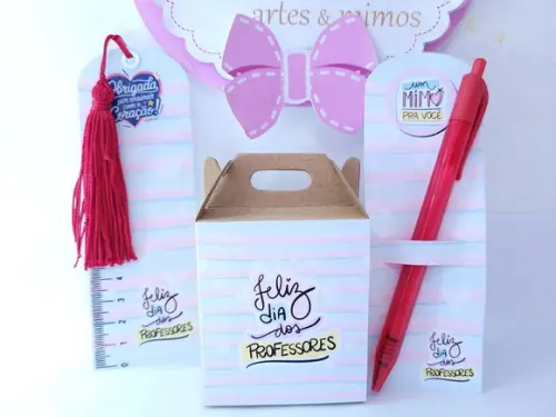 Lembrancinha Kit Professores Caixa Régua e Marca Pág
