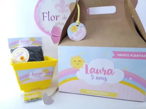 Lembrancinha Personalizada Plantio Arco Íris e Raio de Sol