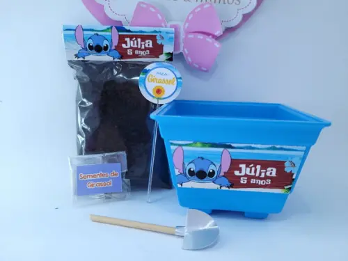 Lembrancinha Personalizada Stitch Kit Vamos Plantar Girassol
