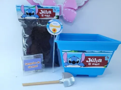 Lembrancinha Personalizada Stitch Kit Vamos Plantar Girassol