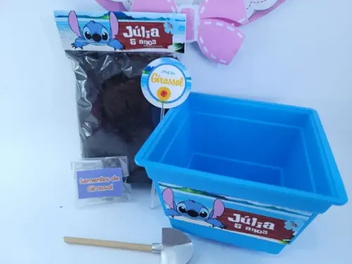 Lembrancinha Personalizada Stitch Kit Vamos Plantar Girassol
