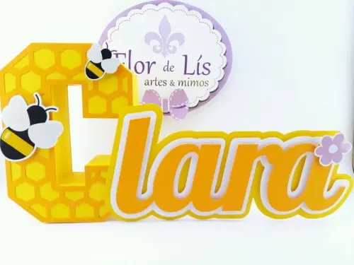 Letra 3d Cursiva Abelha Nome Decorativo
