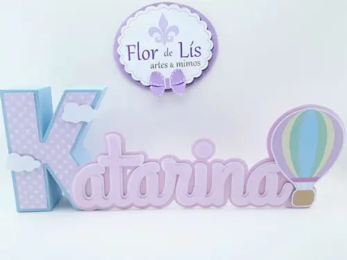 Letra 3d Cursiva Balão Menina Aquarela