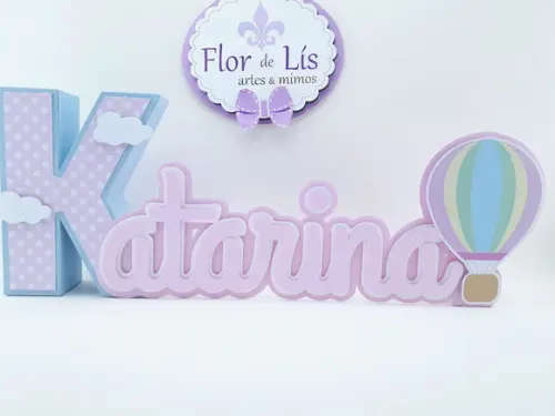 Letra 3d Cursiva Balão Menina Aquarela