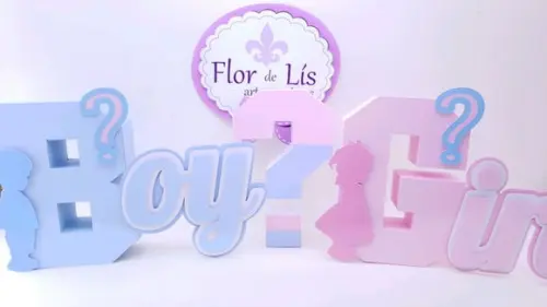 Letra 3d Cursiva Chá Revelação Menino ou Menina