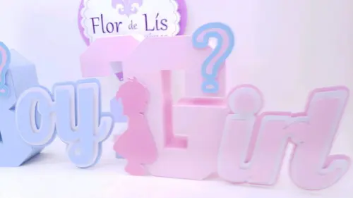 Letra 3d Cursiva Chá Revelação Menino ou Menina