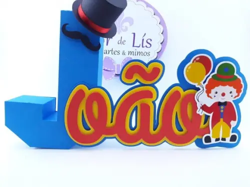 Letra 3d Cursiva Circo Palhaço Nome Decorativo