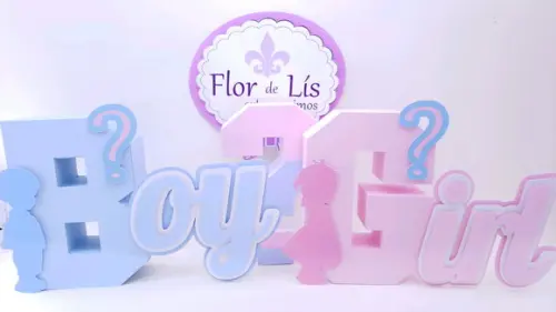 Letra 3d Cursiva Chá Revelação Menino ou Menina