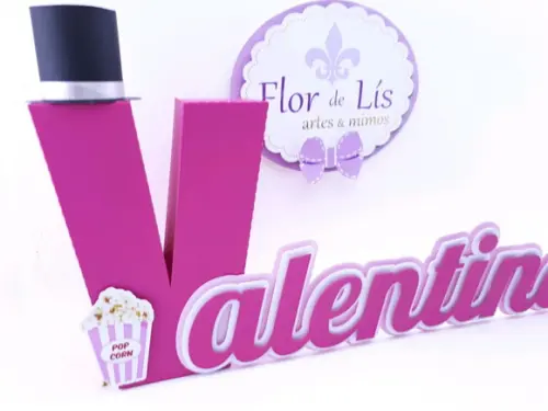 Letra 3d Cursiva Circo Rosa Menina
