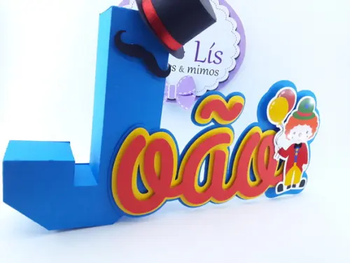 Letra 3d Cursiva Circo Palhaço Nome Decorativo