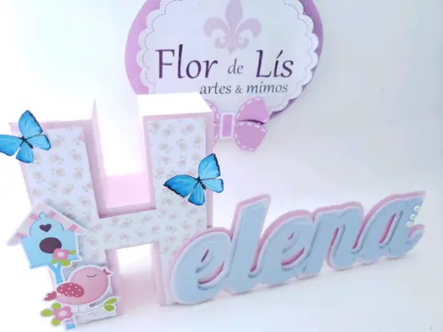 Letra 3d Cursiva Jardim Encantado das Borboletas
