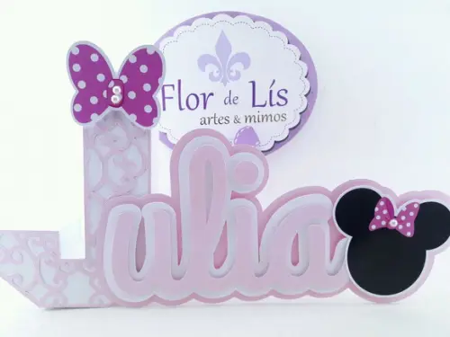 Letra 3d Cursiva Minnie Rosa