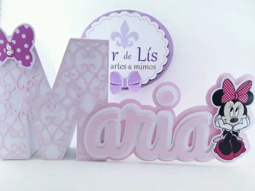 Letra 3d Cursiva Minnie Rosa
