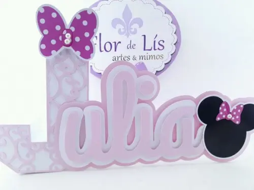 Letra 3d Cursiva Minnie Rosa