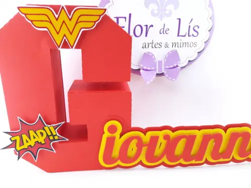Letra 3d Cursiva Mulher Maravillha Cute