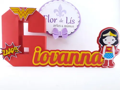 Letra 3d Cursiva Mulher Maravillha Cute