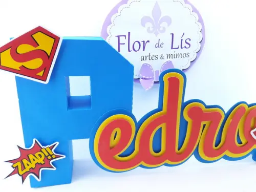 Letra 3d Cursiva Super Man Cute