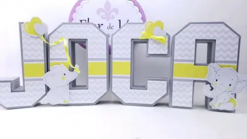 Letras 3d Chá de Bebê Elefantinho