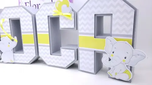 Letras 3d Chá de Bebê Elefantinho