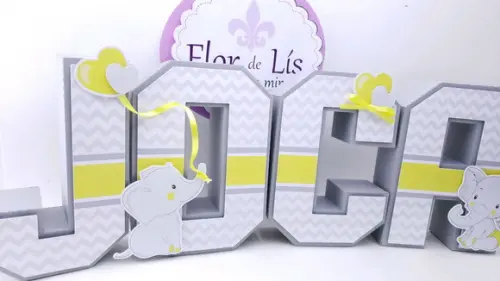 Letras 3d Chá de Bebê Elefantinho