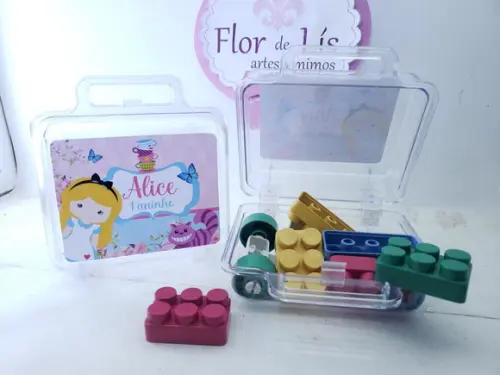 Maletinha Acrílica Personalizada Alice Blocos de Montar