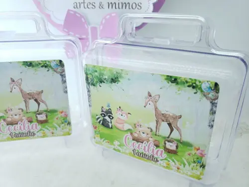 Maletinha Acrílica Personalizada Bosque Encantado Menina