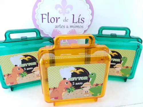 Maletinha Acrílica Personalizada Dinossauro Baby