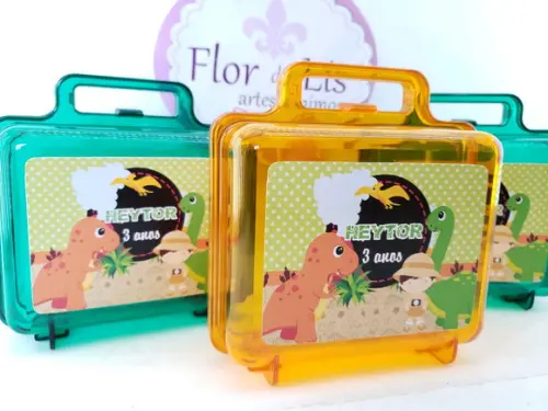 Maletinha Acrílica Personalizada Dinossauro Baby