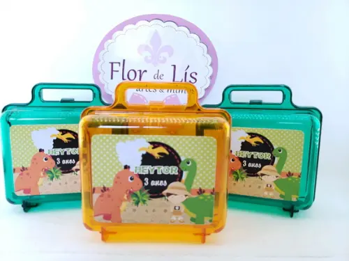 Maletinha Acrílica Personalizada Dinossauro Baby