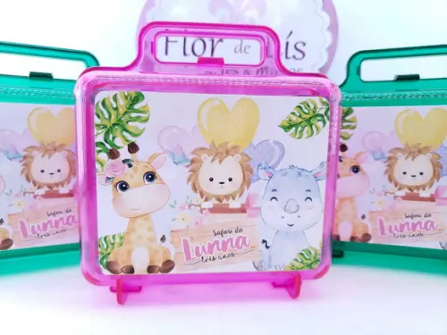 Maletinha Acrílica Personalizada Safari Baby Menina