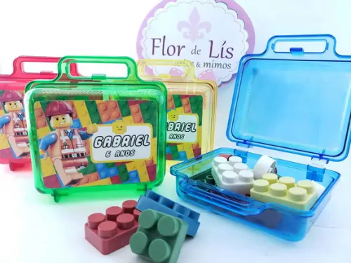 Maletinha Acrílica Personalizada Lego Blocos de Montar